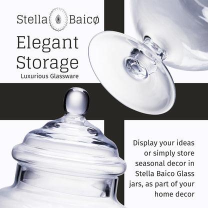 Stella Baic Small Heart-Shaped Glass Apothecary Jars with Lids, Clear, 28 Fl. Oz (9" H x 5" D), Perfect for Candy Buffet, Home Decor, Bathroom Storage, Wedding Party