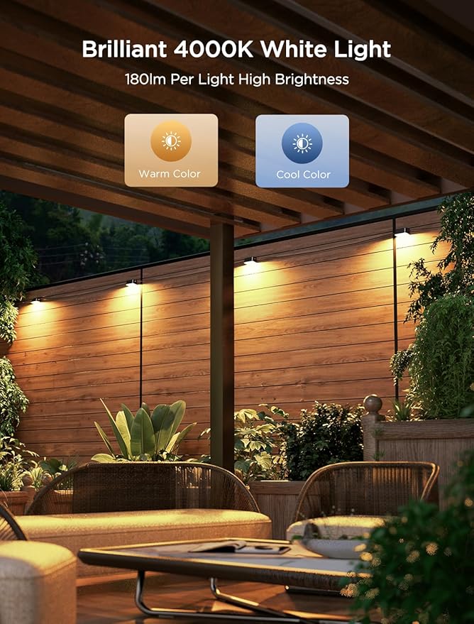 Govee Outdoor Deck Lights, RGBIC Outdoor Lights with 4000K White Light, IP65 Smart Fence Lights with App Control, Voice Control, LED Path Light for Outdoor Decor,Wired 6 Packs (32.8ft)