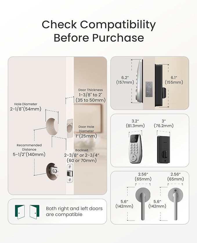 DESLOC C110 Fingerprint Keyless Entry Door Locks, Front Door Smart Lock Deadbolt with 2 Lever Handles,Auto-Lock, Backlit Keypad, 12 Months Battery, lP54 Waterproof, BHMA Grade 3 (Sliver)