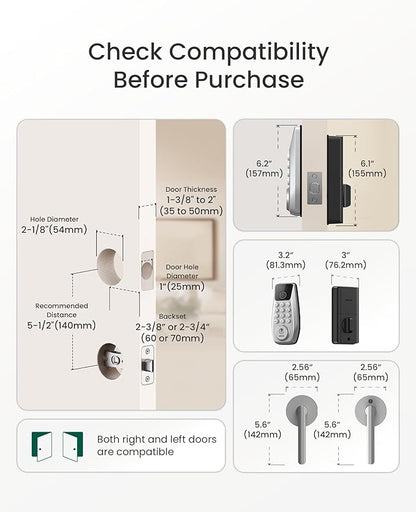 DESLOC C110 Fingerprint Keyless Entry Door Locks, Front Door Smart Lock Deadbolt with 2 Lever Handles,Auto-Lock, Backlit Keypad, 12 Months Battery, lP54 Waterproof, BHMA Grade 3 (Sliver)