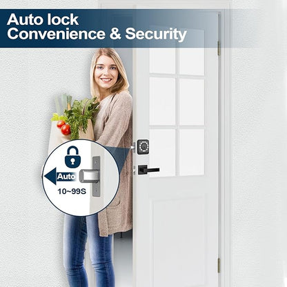 GEONFINO Keyless Entry Door Lock with Keypad, Smart Deadbolt for Front Door, Black Door Lock with 2 Keys, Keypad Deadbolt with Easy Installation