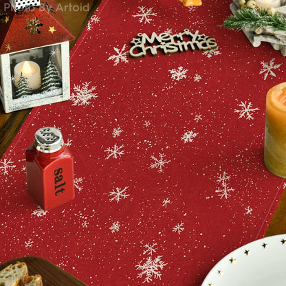 Artoid Mode Snowman Trees Snowflakes Christmas Table Runner, Seasonal Winter Xmas Holiday Kitchen Dining Table Decoration for Indoor Outdoor Home Party Decor 13 x 90 Inch