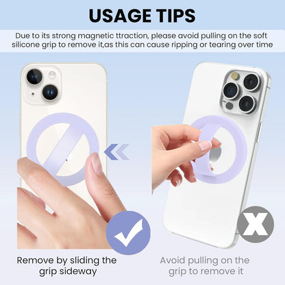 Magnetic Silicone Ring Grip Phone Holder, Loop Grip Phone Holder,Magnetic Phone Loop,Magsafe Phone Grip,Compatible with Magsafe for iPhone 16/15/14/13/12 Series (Purple)