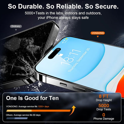 2 Pack Screen Protector for iPhone 16,Durable and Drop-Proof with 9H Hardness,Bubble-and-Dust-Free 16 HD High-Aluminum Tempered Glass,Easy Installation Exclusively