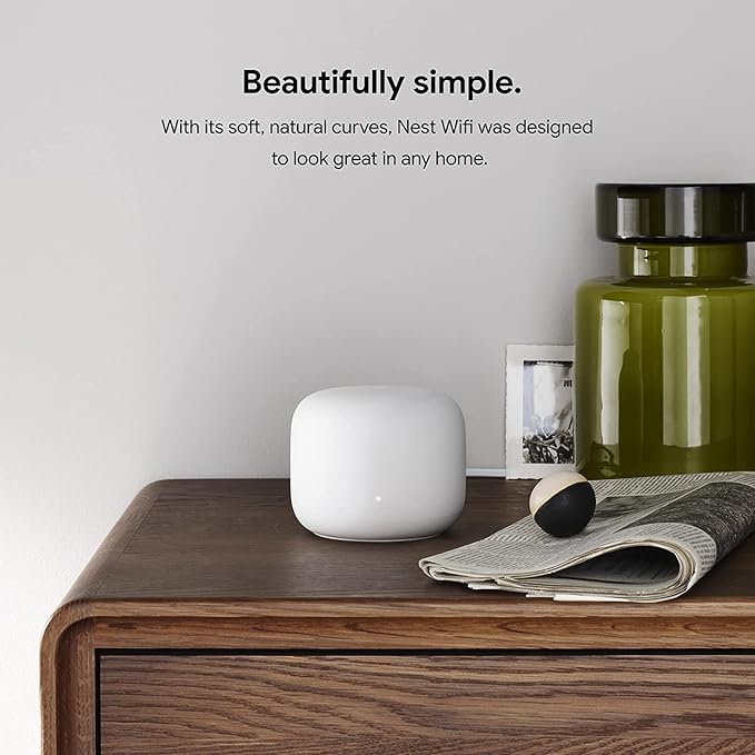 Nest WiFi Router and 2 Points - WiFi Extender with Smart Speaker - Works with Google WiFi (3 Pack) White