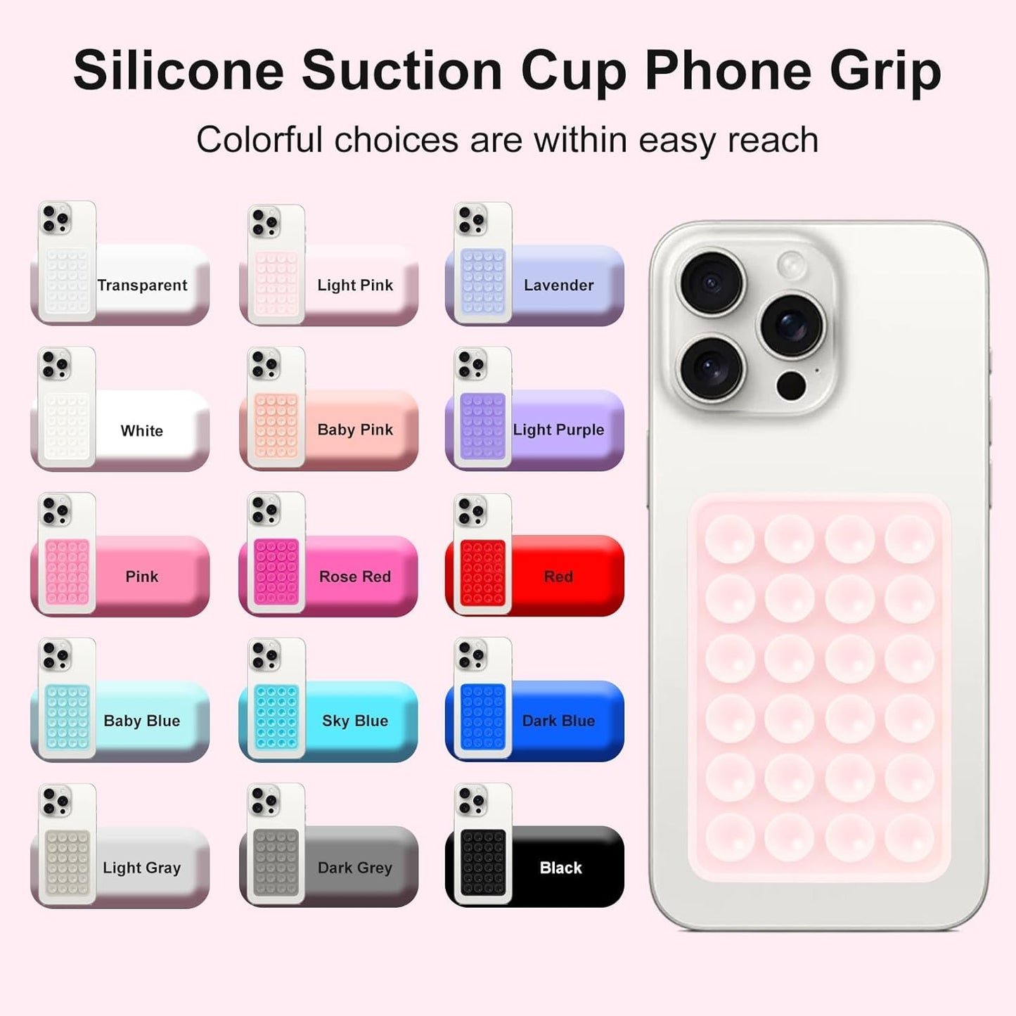 2PCS Silicone Suction Phone Case Mount,Non Slip Suction Cup Phone Mount,Hands-Free Phone Accessories Holder for Selfies and Videos,Silicon Adhesive Phone Stand Sticky for Cell Phone Rose red