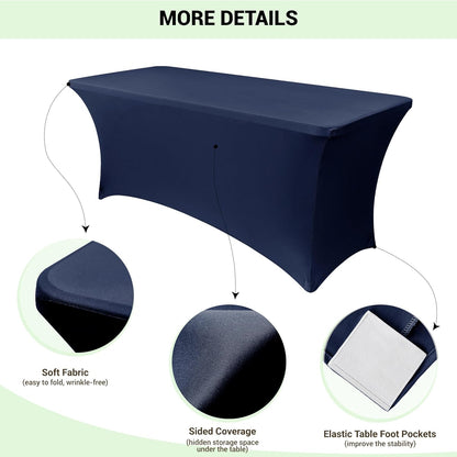 Obstal 4ft Stretch Spandex Table Cover for Standard Folding Tables - Universal Rectangular Fitted Tablecloth Protector for Wedding, Banquet and Party