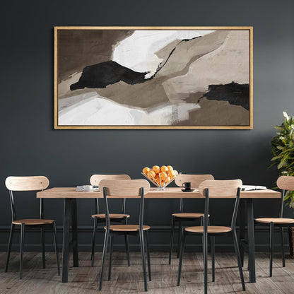 MUDECOR Extra Large Framed Canvas Print Wall Art Abstract Earth Tones Illustrations Antique Retro Fine Art Illustrations Decorative Colorful for Bedroom - 60"x30"