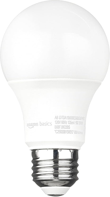 Amazon Basics A19 Dusk to Dawn Sensor LED Outdoor Light Bulb, 60W Equivalent, Energy-Efficient 9W, Soft White 2700K, E26 Base, 10,000 Hours, 6-Count
