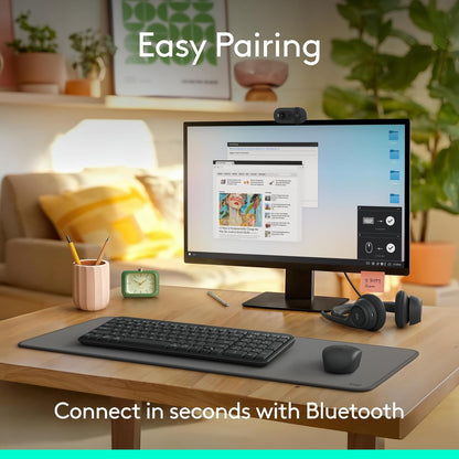 Logitech MK250 Bluetooth Wireless Mouse and Keyboard Combo: Fast & Easy Connectivity, Compact Wireless Keyboard, Ambidextrous Mouse, Durable Build - Windows/MacOS - Graphite