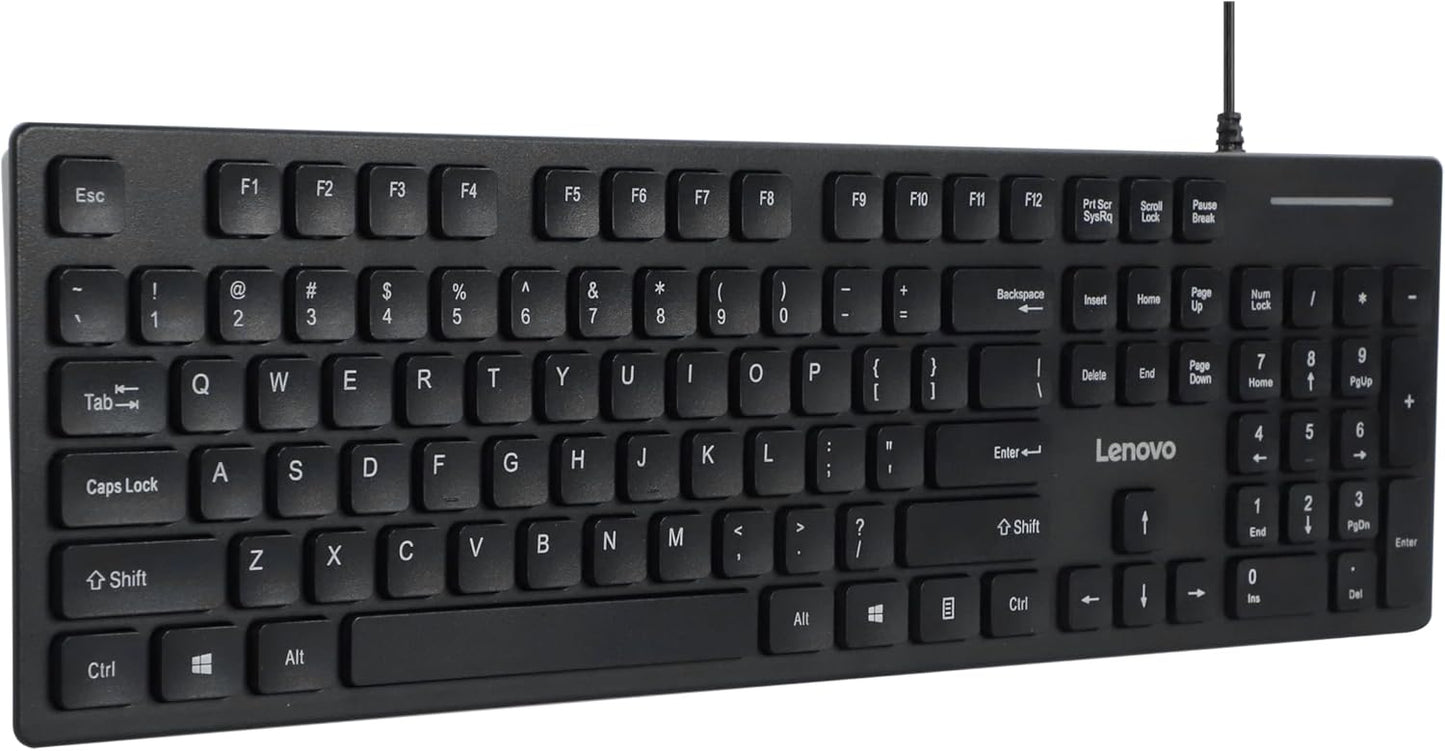 Lenovo 305 Wired USB-C Keyboard with Numeric Keypad, Full Size Keyboard, Slim Design, Black, USB-C Connectivity, Dedicated Function & AI Keys, for Gaming PC, Laptop, Desktop, Tablet, Home Office
