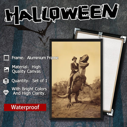 Generic Goth Decor Antiqued Wicca Art Poster Dark Academy Dinosaur And Cowboy Canvas Wall Art Horror Posters Spooky Indoor Art Family Bedroom Office Space Decor 12X16inch Aluminum Framed