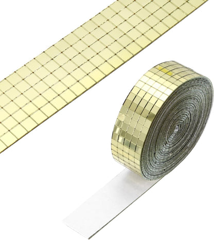 PATIKIL 5x5mm Self Adhesive Mirrors Mosaic Tiles, 3600 Pcs Square Mini Glass Mosaic Disco Tile Sticker for DIY Craft Disco Ball Party Decoration, Gold Tone