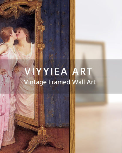 VIYYIEA Framed Canvas Wall Art Home Decor Humorous Wall Art for Living Room Vintage Portrait Art Oil Painting Picture Woman Portrait Home Office Decor Bedroom Wall Decor -Self-love 8x10in