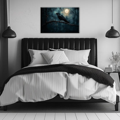 Crow Picture Wall Art Black Crow Canvas Prints Vintage Halloween Decoration Gothic Raven Art Poster Dark Academia Spooky Painting Horror Picture Home Decor(Artwork-2,12"x18")