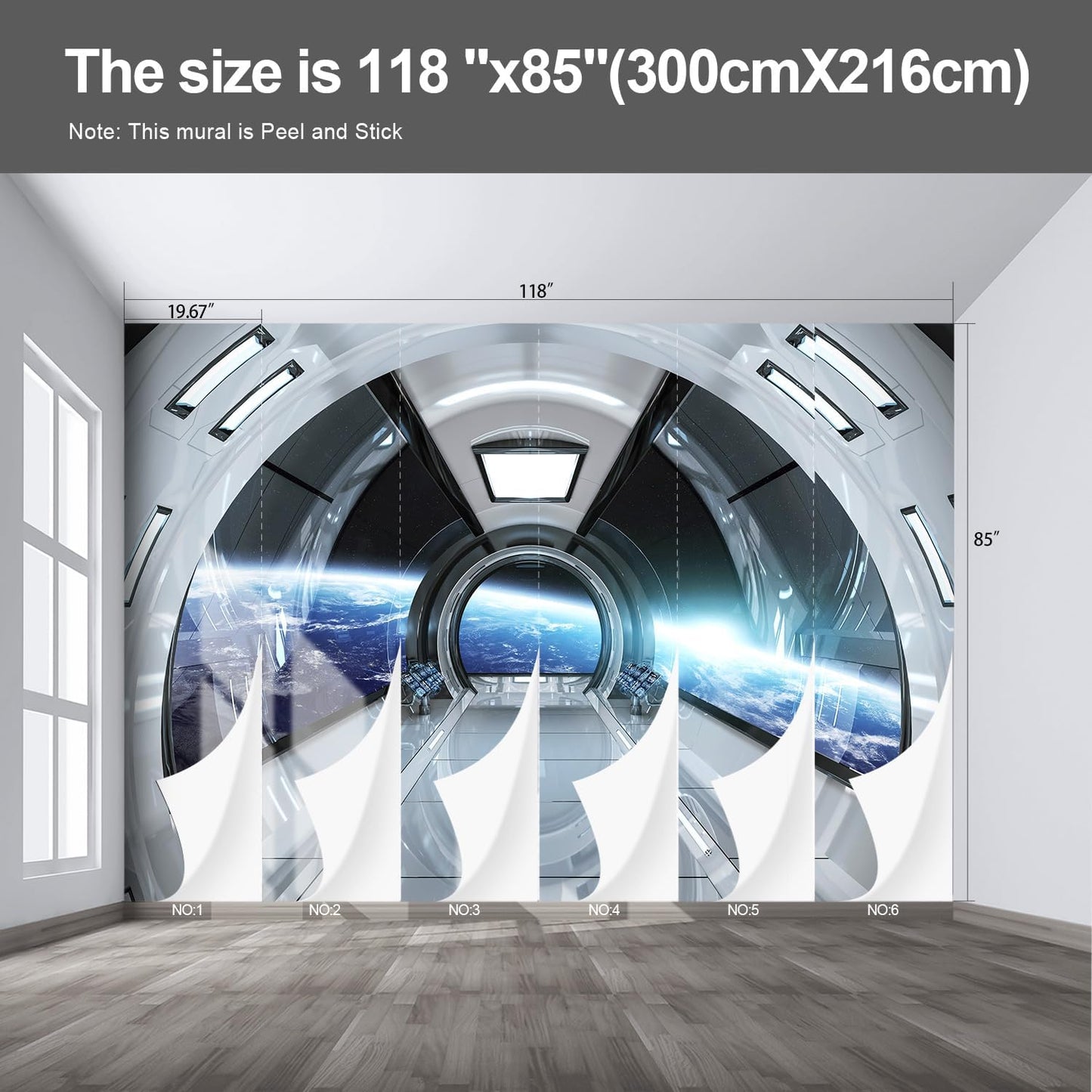 Spaceship Wall murals Peel and Stick Wallpaper for Bedroom Living Room - 85"x118"