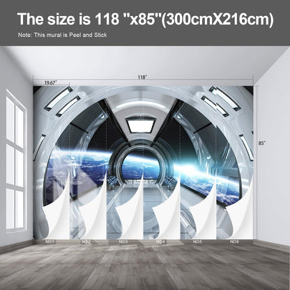 Spaceship Wall murals Peel and Stick Wallpaper for Bedroom Living Room - 85"x118"