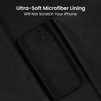 FireNova Designed for iPhone 15 Plus Case, Silicone [Camera Protection] Case with [2 Screen Protectors], Soft Anti-Scratch Microfiber Lining Inside, 6.7 inch, Black