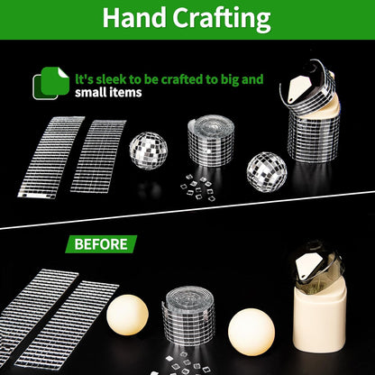 LONGKING 7092 Pieces Self-Adhesive Mirror Tiles, Square Mirror Stickers Mosaic Tiles, Glass DIY Craft Decoration, Disco Ball Tiles(Silver)