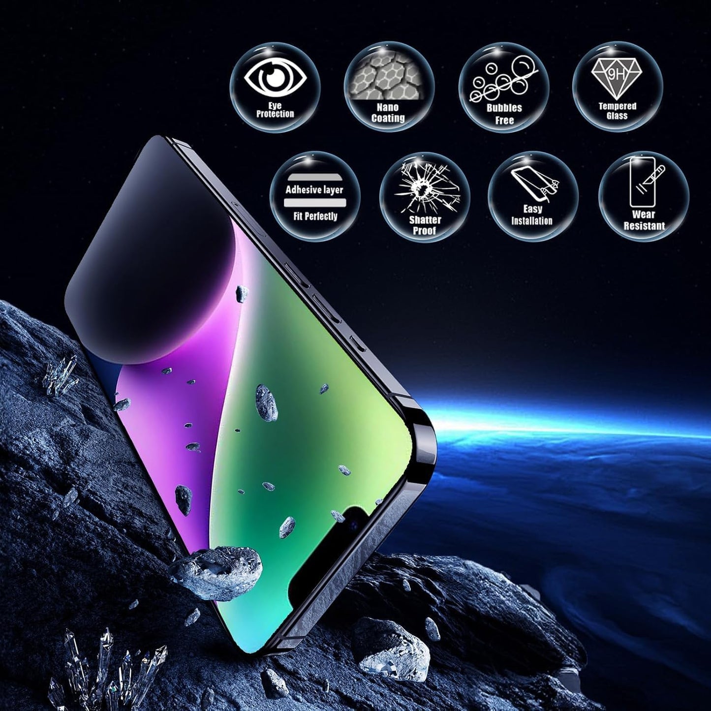 Screen Protector for iPhone 13 Pro Max/14 Plus [6.7 Inch], Colorless Anti-Blue Light Tempered Glass Films, HD Clear, 9H Hardness, No Bubbles, Case Friendly,2 pcs