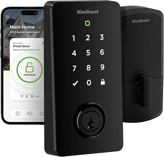 Kwikset Halo Select Smart Lock Keyless Entry Door Lock Wi-Fi and Matter Enabled Deadbolt No Hub Needed, Geofence Auto-Unlock, Grade AAA Certified, Easy Install, Matte Black Lifetime Finish Warranty