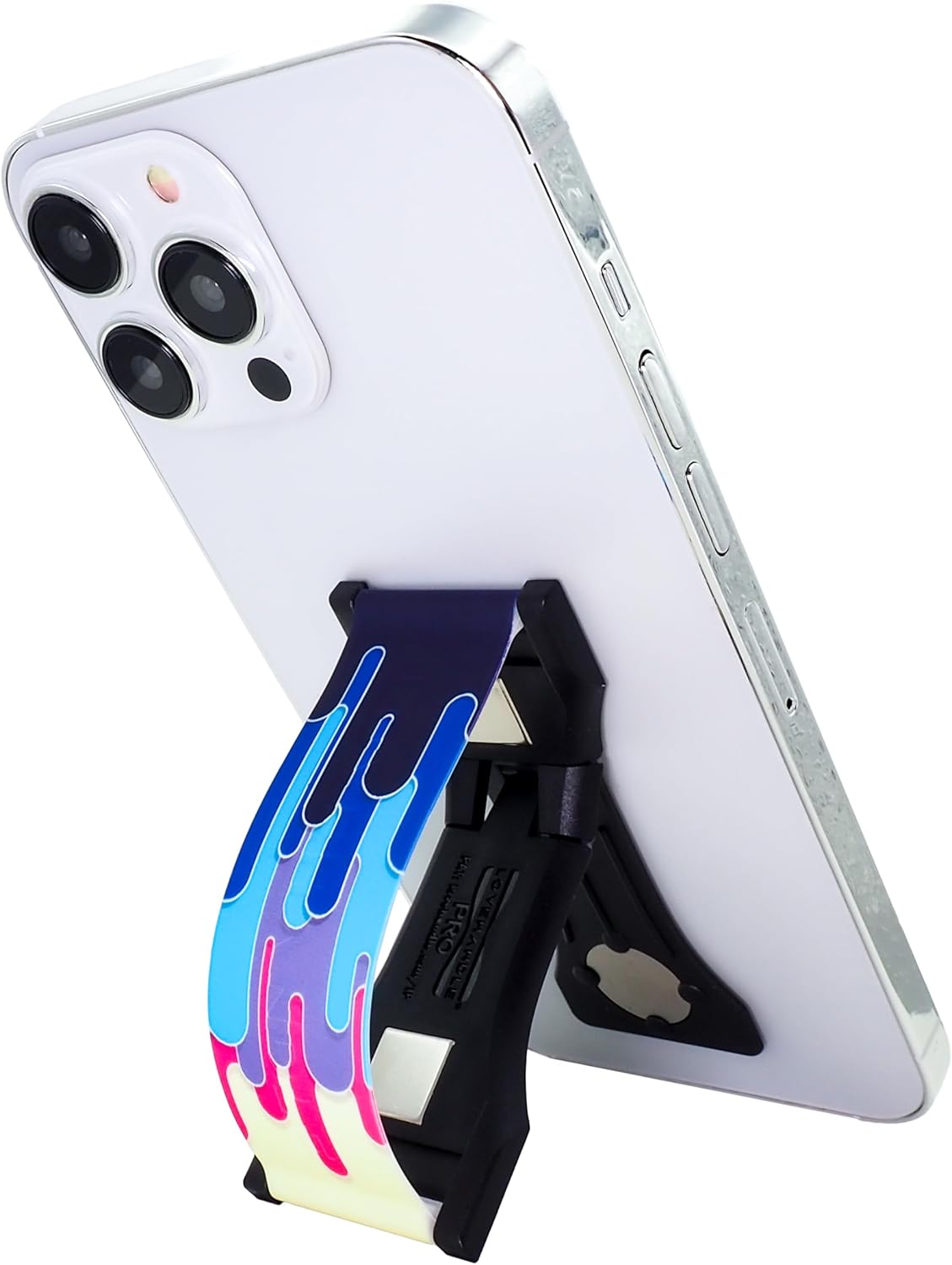 LOVEHANDLE PRO Premium Phone Grip - Silicone Phone Strap - Magnetic Phone Mount and Kickstand for Smartphone and Tablet - Color Drip Silicone