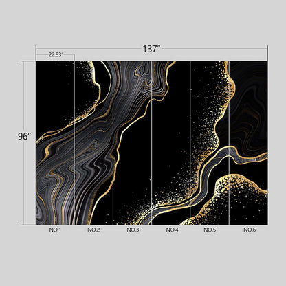 Black and Gold Marble Wallpaper Peel and Stick Wall Mural for Bedroom Living Room - 96"x137"