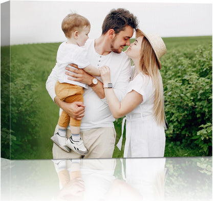 Personalized Custom Canvas Wall Art, Custom Canvas Prints with Your Photos for Living Room, Bedroom, Wedding Pet Baby Family Photo Framed Wall Art, Customized Photo Gift for Family，Friend，Lover，Pet