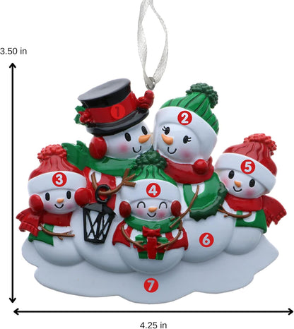 2025 Family Christmas Ornament – Personalized Ornament for Families – Custom Snowman Family Ornament – Holiday Tree Decoration Keepsake Gift (Family of 5)