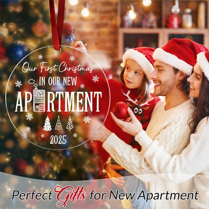 Our First Christmas in Our New Apartment 2025 Xmas Ceramic Ornament - Apartment Decor House Warming Gifts 1st Apartment Christmas Ornament Idea for New House Housewarming Couple & Family Xmas Gifts