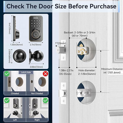 Keyless Entry Door Lock with Handle Set - Built-in WiFi, App Control & Doorbell, Electronic Keypad Deadbolt with One-Time Code, Auto-Locking, Easy to Install, Oil Rubbed Bronze