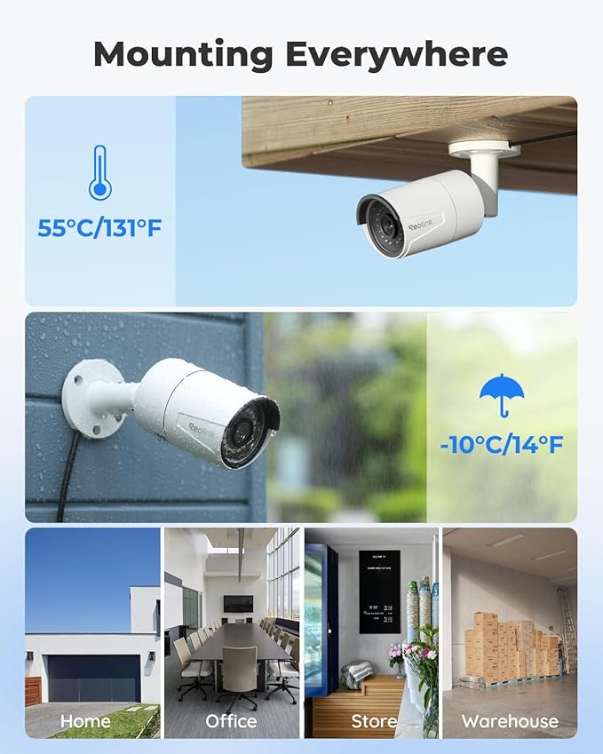 REOLINK 16CH 5MP Home Security Camera System, 8pcs Wired Outdoor PoE IP Cameras with Person/Vehicle/Pet Detection, 8MP 16CH NVR with 4TB HDD for 24-7 Recording, RLK16-410B8-5MP