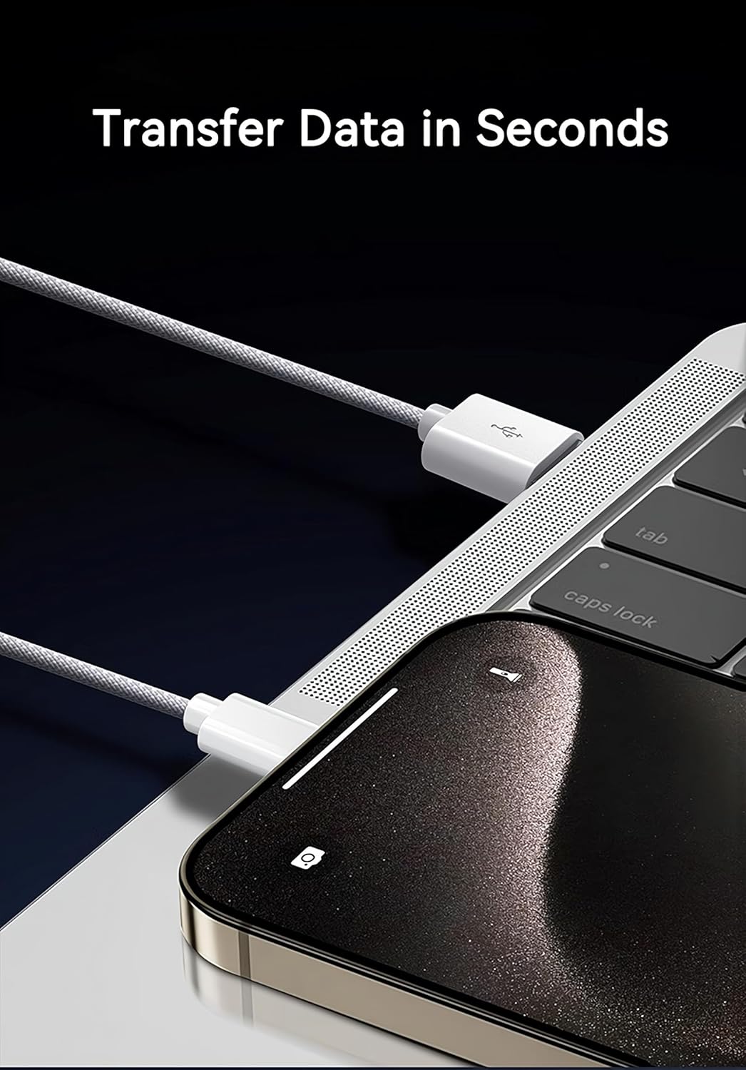 Woven iPhone 16 Pro Max Charger Cable, [MFi Certified] USB A to USB C Cord Fast Charging for Apple iPhone 15 Pro Max/16 Plus/iPhone 16Pro, iPad Air 5, USB to Type C Carplay Charge Wire (6.6ft, White)
