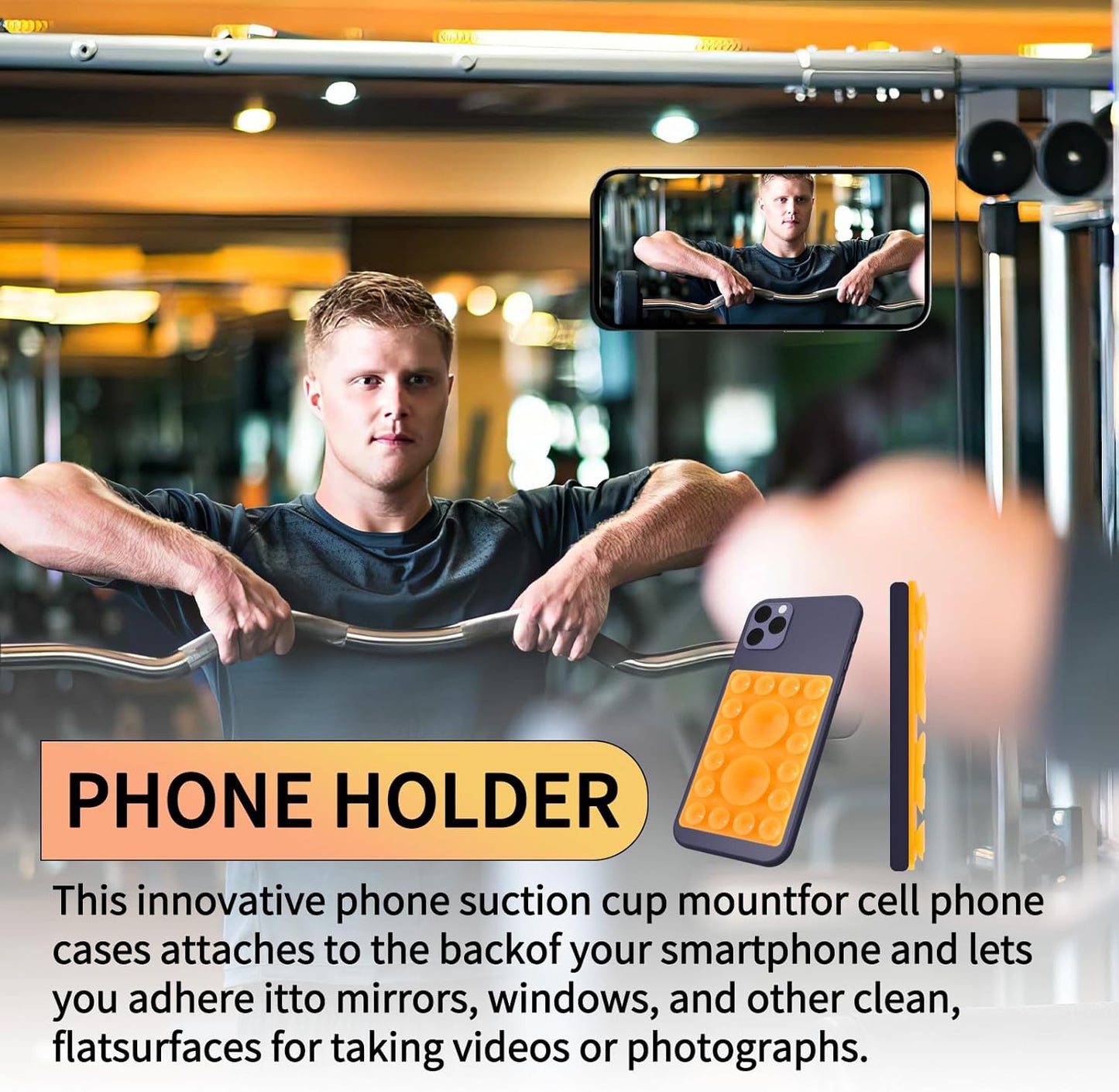 ZYCCER Double Sided Silicone Suction Phone Holder Mount,Compatible with iPhone and Android Cases Hands-Free Mirror Shower Phone Mount Strong Grip Holder (Transparent, Single Sided 1PCS)