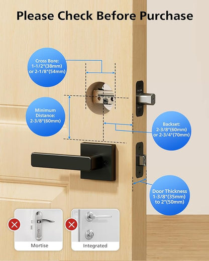 Philips Smart Lock, Smart Door Lock Built-in WiFi, App Remote Control, Keyless Entry Door Lock for Front Door, Deadbolt Lock Auto Lock, Support Alexa & Google, IP54 Waterproof, Black