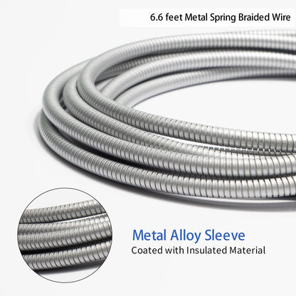 MFi Certified Charger Cable[2 Pack, 6.6 Feet] Metal Braided USB Cable with Insulation Coated Steel Jacket, Strong & Fast Charging Data Transfer Cord Compatible with iPhone/iPad