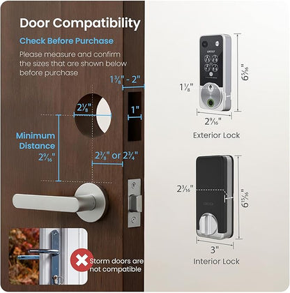 Lockly Vision Zeno Smart Lock with Video Doorbell Camera, Fingerprint Keyless Entry with Apple Home Key, Wi-Fi Deadbolt for Front Door, PIN Genie Keypad, App Remote Control, 2 Rechargeable Batteries