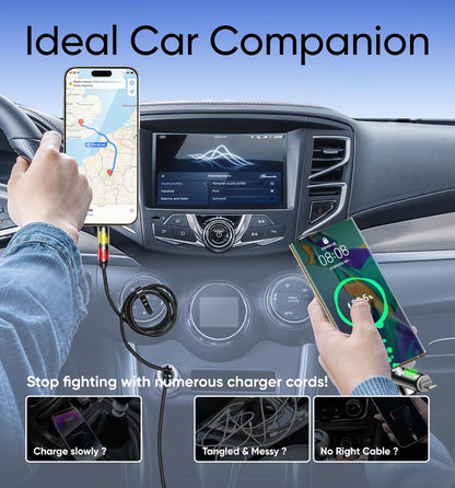 MAGIC JOHN 240W 4 in 1 Charging Cable, 4FT USB C to Lightning Cable [MFi Certified], Multi Chargers for All Devices, Chubby USB A/C to C/Lightning with Light for iPhone/MacBook/iPad/Samsung/Switch 2