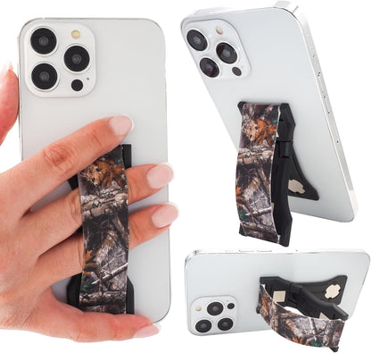 LOVEHANDLE PRO Premium Phone Grip - Silicone Phone Strap - Magnetic Phone Mount and Kickstand for Smartphone and Tablet - Realtree Edge Camo Silicone