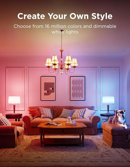 Govee E12 Led Bulb, Smart Light Bulbs Work with Matter, Alexa, Google Assistant, WiFi Candelabra Bulbs 40 Watt Equivalent, RGBWW Color Changing Light Bulb, 2.4Ghz Only, 450 LM, 6 Pack