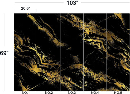 Black Gilded Marble Wall Mural Wallpaper for Bedroom 103" x 69"