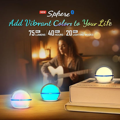 OLIGHT Sphere Smart Night Light, 75 lumens Stepless Dimming Table Lamp Bundle with OLINK Portable Magnetic Hook Compatible Flashlights