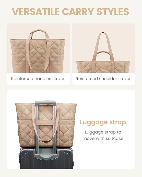 LOVEVOOK Tote Bag for Women,Light Puffer Tote Bag with Multi-pockets,Stylish Carry on Laptop Bags for Daily,Travel,Work,Gym | with Multi-pockets, Stylish, Carry on, for Daily, Travel, Work