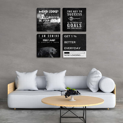 Motivational Wall Decor Art Inspirational Success Canvas Poster Artwork Positive Quote Painting Office Wall Decor Art for Women Men Company Bedroom Living Room Home Decoration Framed 20”X20”X4