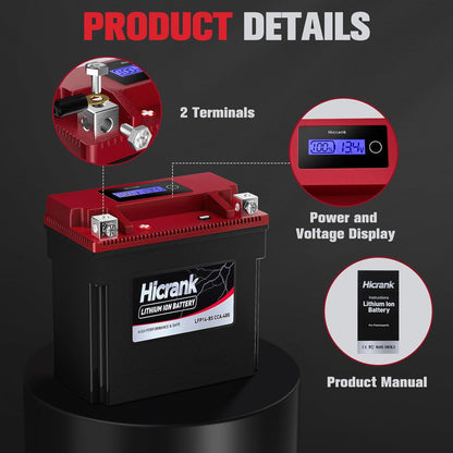 YTX14-BS/YTX14H/GYZ16H Lithium 12.8V 8Ah 480CCA LiFePO4 Motorcycle Battery, Fits for Honda KTM Yamaha Harely, Fit Motorcycle, Scooter,ATV, UTV, Jet Ski, Tractor,Riding Lawn Mower
