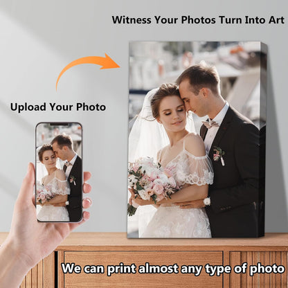 Personalized Custom Canvas Prints with Your Photos & Text, Customized Picture Print, Transform Own Images Into Framed Wall Art Digitally Printed Photo to Canvas, Keepsakes Gifts for Family 40x24’’