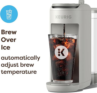 Keurig K-Mini Mate Plus Single-Serve K-Cup Pod Coffee Maker, Compact, 3 Cup Sizes, Brew Over Ice and Strong Button Features, 50 oz Removable Reservoir, Warm Stone