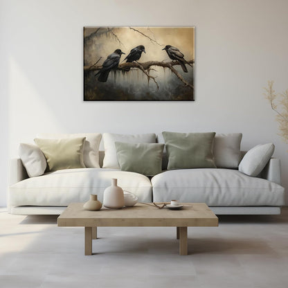 OAAPITI Halloween Decor Vintage Crow Wall Art Retro Art Poster Creepy Raven Picture Print Horrid Cemetery Painting Artwork Home Wall Decor(Artwork-4,12"x18")