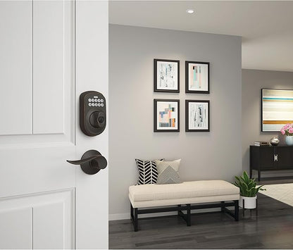 Schlage BE365 PLY 716 Plymouth Keypad Deadbolt, Electronic Keyless Entry Lock, Aged Bronze