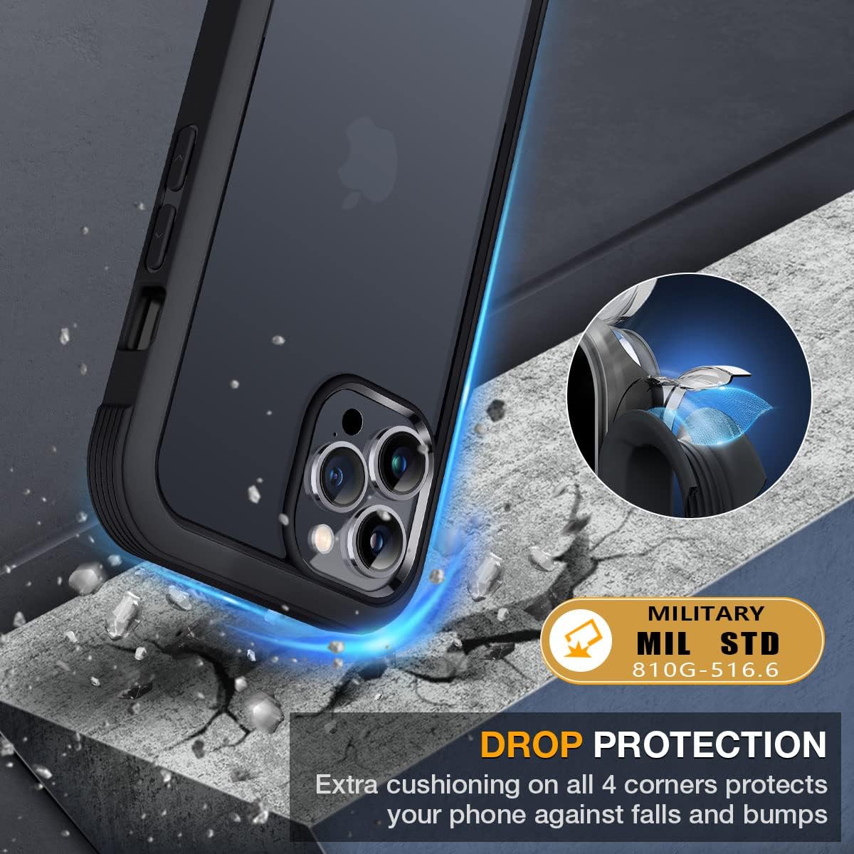Miracase Glass Case for iPhone 13 Pro Max 6.7 inch, Upgrade Full-Body Clear Bumper Case with Built-in 9H Tempered Glass Screen Protector for iPhone 13 Pro Max, Matte Black